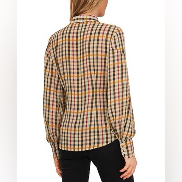 CeCe Button-Up Bow-Neck Blouse - Size XS - Picture 3 of 9